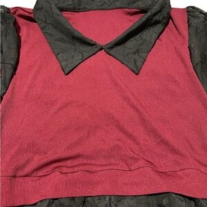 SHEIN Curve Maroon/Black Top